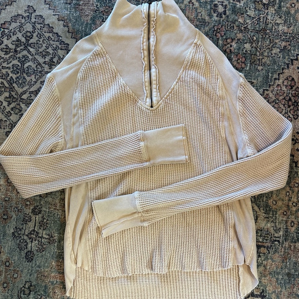 FP Movement by Free People Beige Quarter Zip Sweater